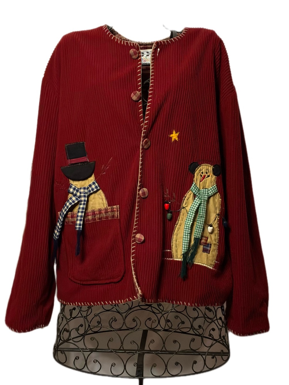 90s Vintage Christmas Corduroy Plaid lined Shacket Take Two Festive Holiday